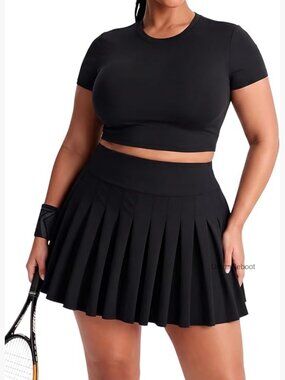 Plus Size High Waisted Pleated Tennis Skort with Shorts Lightweight Athletic